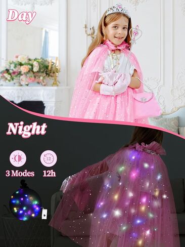 Light Up Princess Dress Up Clothes for Little Girls 3-6, Princess Costume with Cape and Accessories for Kids, Princess Toy for Toddlers Birthday Gift (Yellow) in Saudi Arabia