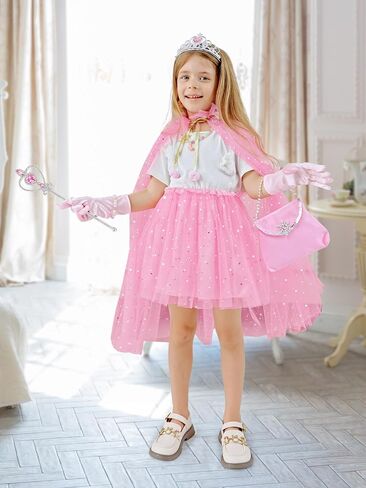 Light Up Princess Dress Up Clothes for Little Girls 3-6, Princess Costume with Cape and Accessories for Kids, Princess Toy for Toddlers Birthday Gift (Yellow) in Saudi Arabia