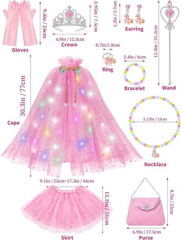 Light Up Princess Dress Up Clothes for Little Girls 3-6, Princess Costume with Cape and Accessories for Kids, Princess Toy for Toddlers Birthday Gift (Yellow) in Saudi Arabia