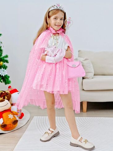 Light Up Princess Dress Up Clothes for Little Girls 3-6, Princess Costume with Cape and Accessories for Kids, Princess Toy for Toddlers Birthday Gift (Yellow) in Saudi Arabia