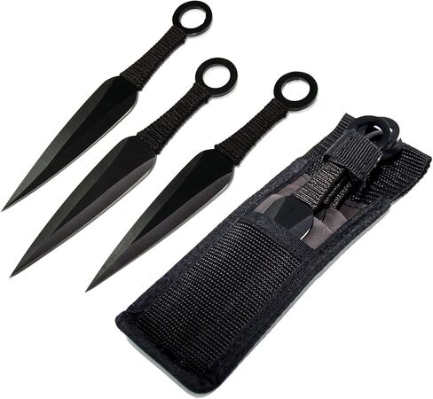 ACE Ace Martial Arts تزويد Ninja Stealth Black Rising Knives بحالة النايلون (Kunai) (3 قطع) in Kuwait