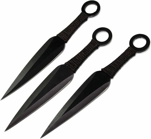 ACE Ace Martial Arts تزويد Ninja Stealth Black Rising Knives بحالة النايلون (Kunai) (3 قطع) in Kuwait