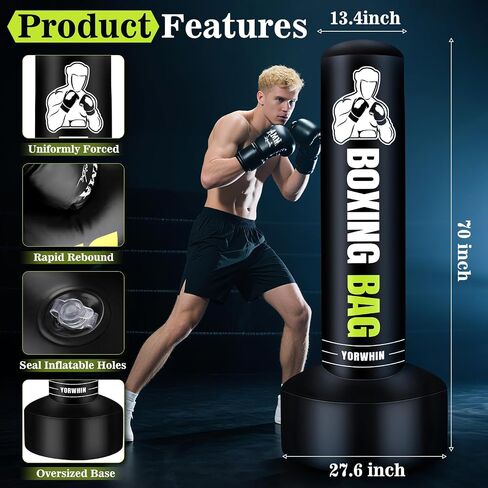 حقيبة اللكمات بذاتها للبالغين المراهقين ، 70 '' حقيبة ملاكمة ثقيلة مع قفازات مع قفازات ، ومضخة وقفز على حبل ، والنساء رجال يقفون كيس ركل in Saudi Arabia