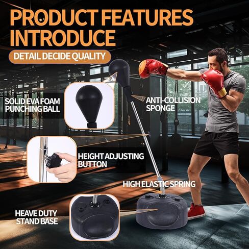 Punching Bag with Stand-Fast Bounceback to Increase Speed, Reflexes, and Stamina – Height Adjustable for Training, Boxing Equipment, Stress Relief & Fitness in Saudi Arabia