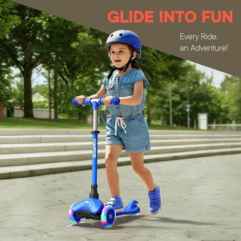 Blue Mini 3 Wheel Scooter for Kids – Lean-to-Steer with LED Light-Up Wheels, Adjustable Handlebar, Wide Anti-Slip Deck, Smooth PU Wheels, Rear Foot Brake – Toddler Scooter for Ages 2+ in Saudi Arabia
