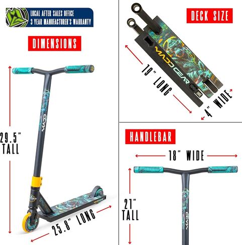 Pro Stunt Trick Scooter for Kids Ages 5-12 – Lightweight Durable Freestyle Kick Scooter for Skatepark and Street – Easy Assembly – Madd Gear MG2 in Kuwait