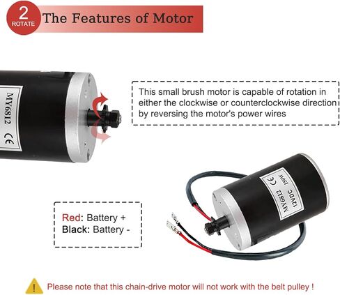 24V 150W Electric Scooter Motor with 9 Tooth 25H Chain Sprocket MY6812 Electric Brushed Motor 2750RPM High Speed Small Brush DC Motor for Razor Scooter E100 Electric Dirt Bike MX125 Motor Replacement in Saudi Arabia