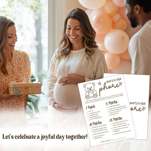 30 PCS Cute Bear Baby Predictions Cards Baby Shower Game for Boy Girl, Double-Sided Games Gender Neutral Gender Reveal Party Supplies & Decor-C09 in Kuwait