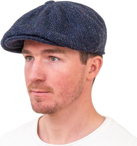Men's Donegal Tweed 8 Piece Cap Irish Newsboy Hat, Made in Ireland (Grey, Large) in Saudi Arabia