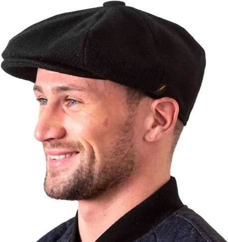 Men's Donegal Tweed 8 Piece Cap Irish Newsboy Hat, Made in Ireland (Grey, Large) in Saudi Arabia