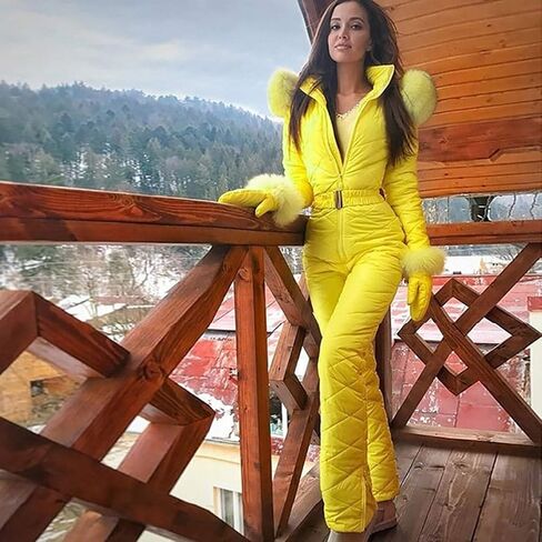 Womens One Piece Snow Suits Men Insulated Ski Outfit Windproof Waterproof Hooded with Belts Gloves Jumpsuit of Three in Kuwait