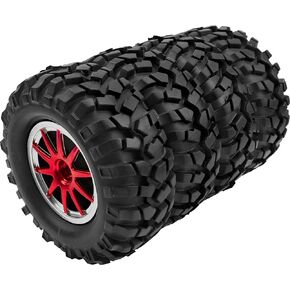 إطارات مطاطية 10 قضبان OD96mm وإطارات عجلات بلاستيكية 12 مم محور سداسي 1.9 بوصة إطارات RC متوافقة مع سيارة زاحفة للطرق الوعرة SCX10 Tamiya CC01 D90 TF2 HSP 1/10