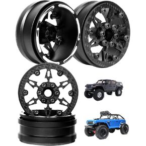 RC 1.9 Inch Wheel Rim Beadlock Wheel Hub for 1/10 Axial SCX10 I II III 90046 AXI03007 Capra,TRX4,TRX6,Carbon Fibre & Alloy Aluminum Wheel Hub Rim,4PCS(Style 5)