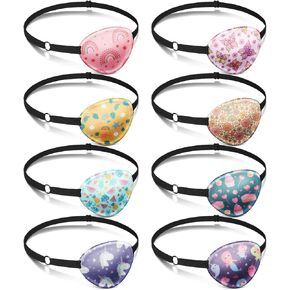 8 Pcs Eye Patches for Kids Adjustable Single Eye Patch Reusable Cute Girls Eye Patch with Elastic Strap for Lazy Eye Either Eye Left or Right Eyepatch