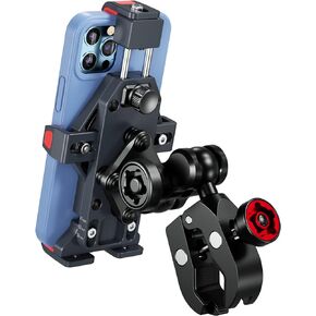 BRCOVAN Aluminum Alloy Motorcycle Phone Holder with Vibration Dampener & High-Speed Secure Lock, Metal Anti-Theft Adjustable Motorcycle Phone Mount for Bike Scooter ATV UTV Fit 4.7''-7.2'' Phones