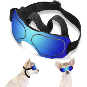 Small Dog Goggles, UV Protection Sunglasses for Small to Medium Breed Dog, Snow-Proof Windproof Goggles with Flexible Straps for Puppy Dogs (Black)