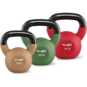 مجموعات Kettlebell & Kettlebell المطلية بالنيوبرين/القابلة للتعديل من Yes4All - أوزان يدوية للتدريب المنزلي وصالة الألعاب الرياضية والدمبل in Kuwait