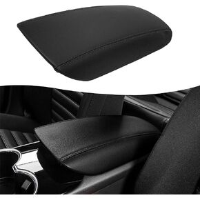 KBH Car Center Console Lid Cover Replacement for Ford Fusion 2013-2016, Vinyl Leather Trim, Middle Console Armrest Replace Skin Upholstery, Anti-Scratch, Black (Leather Part Only)