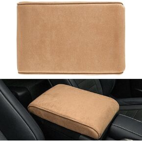 Amiss Car Center Console Cover, Memory Foam Arm Rest Cover, Universal Waterproof Suede Car Armrest Storage Box Cushion, Accessories Interior Protection for Most Vehicle, SUV, Truck, Car (Beige)