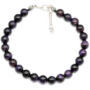 Natural Gold Obsidian Beaded Anklet Genuine Gemstone Precision Crystal Clasp With Extender Chain Anklet Unisex Anklet (9.5, Gold Obsidian)
