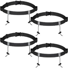 4 Pcs Number Belt Marathon Triathlon Running Bib Holder with 6 Gel Loops for Summer Cycling Runners Men Women, Black 32.68 x 0.98 Inches