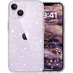 iPhone 14 Case, iPhone 14 Cute Case with Flower Floral Design,for Girls Women. Shockproof Transparent Soft Bumper Hard Back Phone Cover (Buttrz Pink 14)