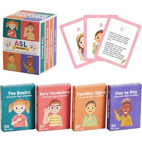 ASL Kids Flash Cards - 200 American Sign Language Cards for Children, Toddlers and Beginners