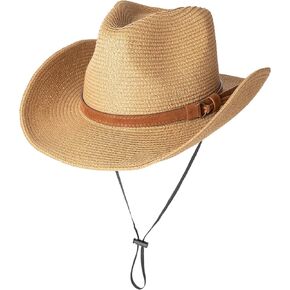 Men Woven Straw Cowboy Hat Brown Cowgirl Hats Women