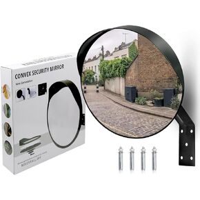 8 Inch Convex Mirror Outdoor with Adjustable Wall Fixing Bracket,Driveway Mirror,Blindspot Traffic Mirror for Driveway Garage Park Outdoor Wide Angle View Curved Security Blind Spot Mirrors
