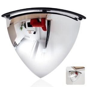 1 Piece Quarter Dome Mirror High Viewing Angle Safety Mirror Security Mirror Corner Mirror Acrylic Convex Mirror for Blindspot (18 Inch)