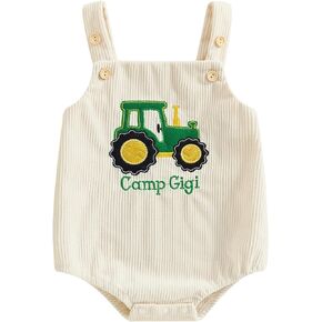 pengnight Newborn Baby Boys Girls Outfits Farm Chicken Embroidery Romper Sleeveless Corduroy Overalls Infant Clothes