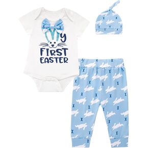 Infant Baby Boys Easter Clothes Newborn My First Easter Romper Outfits with Hat