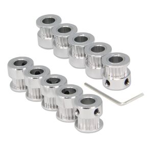 Zeberoxyz 10pcs/Set GT2 Pulley Wheel 20 Teeth 5mm Bore Black Aluminum Timing Belt Idler Pulley for 3D Printer 6mm Width Timing Belt (20T-5mm Bore-Black)