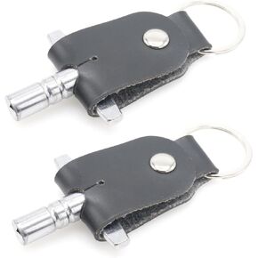 2-Pack Drum Tuning Key, T-Shaped Design with Leather Keychain, Universal Drum Adjusting Accessory for All Drum Kits - Sturdy, Convenient, and Essential for Musicians - Black