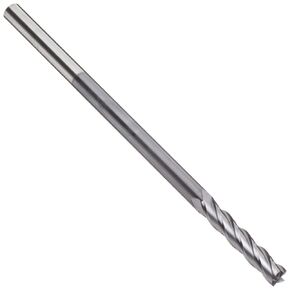 YG-1 E5065 Carbide Square Nose End Mill, Extra Long Reach, TIALN Multilayer Finish, 30 Deg Helix, 4 Flutes, 4" Overall Length, 0.25" Cutting Diameter, 0.25" Shank Diameter
