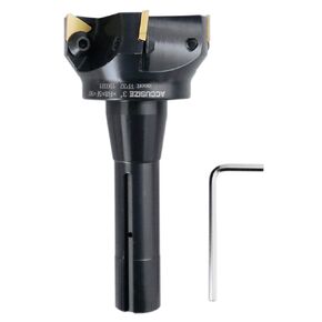 Accusize Industrial Tools 1'' Carbide Indexable End Mill, R8 Shank, 2 Flute, with Tpg22 Inserts, 0046-0915