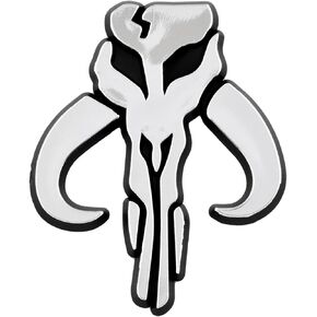 SW Mandalorian Skull Plastic Auto Emblem - [Silver][3'' x 2 1/2'']