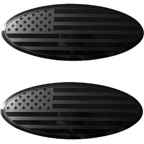 for Ford Emblem, 9.5 Inch Black Front Grille Rear Tailgate Overlay American Flag Emblem Fits 2015-2021 F150 (Pack of 2)