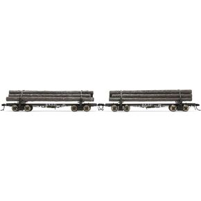 St. Regis Paper Skeleton Log Cars #61 & #66 HO Scale Two-Pack Model Train Lumber Rail Cars HR6632