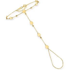 Ross-Simons RS Pure 14kt Yellow Gold Disc Station Hand Chain Bracelet. 7 inches