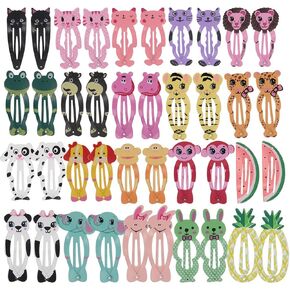 inSowni 40 Pack 2" Metal Snap Hair Clips Non Slip Barrettes Pins Animal Fruit Accessories for Baby Girl Toddlers Fine Thick Hair (40PCS S1)
