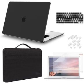 حافظة iCasso لجهاز MacBook Air 15 بوصة إصدار 2024 2023 M3 A3114 M2 A2941، حافظة صلبة وحقيبة حمل للكمبيوتر المحمول وواقي شاشة وغطاء لوحة مفاتيح لجهاز Mac Air 15.3 بوصة، أسود