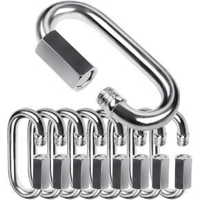 Quick Link Buckle 304 Stainless Steel Chain Link D Shape Locking Carabiner Small Heavy Duty Keychain for Outdoor Traveling Equipment