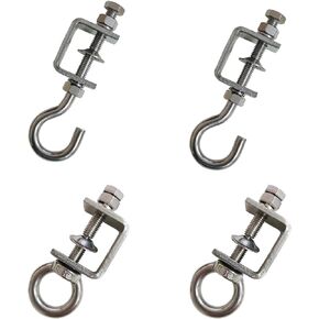 4Pcs Stainless C Clamp with Ring;Heavy Duty Hanging J Hook/pipe Clamp Hooks for Hanging;Beam Clamp with Ring, That Can Withstand 100 Pounds of Static Gravity (medium)