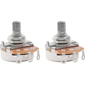 Musiclily Guitar Full Size Pots A250K Split Knurled Short 15mm Shaft Audio Volume Taper Potentiometers for Stratocaster and Telecaster Electric Guitar Bass Parts (Pack of 2)