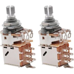 Musiclily Metric A250k Push Pull Guitar Pots Audio Taper Short Split Shaft Potentiometers for Electric Guitar or Bass(2 Pcs)