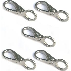 Stainless Steel 316 Fixed Snap Hook 0# Spring Loaded Fixed Eye Hook Marine Rigging,5 Pieces