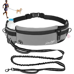 Hands Free Dog Leash,Dog Walking Waist Fanny Pack with Leash,Bungee Dog Bike Leashes for Running Hands Free Dog Treat Pouch Waist Belt,Dog Walking Accessories Black