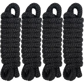 Obcursco Boat Fender Lines for Boat Bumper,4 Pack 3/8" x 6FT Marine Rope for Boat or Dock Lines Nylon Double Braided with 5" Eyelet Small Boat or Mooring Docking with Loop