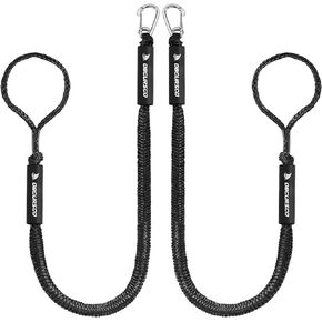 Obcursco 3FT Bungee Dock Lines,Boat Dock Rope,Jet Ski Accessories with 316 Stainless Steel Clip for Kayak,Seadoo,Pontoon,Yamaha WaveRunner,Canoe (2 Pack, Black)
